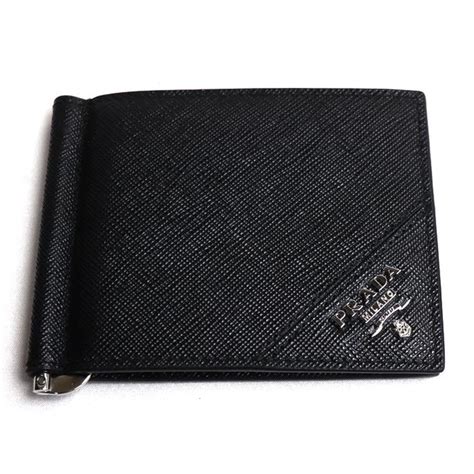 prada saffiano metal bifold wallet with money clip